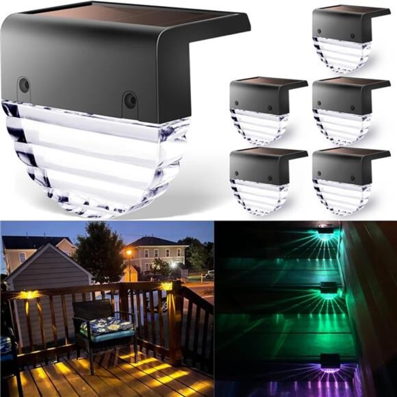 Solar Deck Lighting Backyard Deck Decor Step Lights Garden Post Fence - 6 Pack - Picture 1 of 7